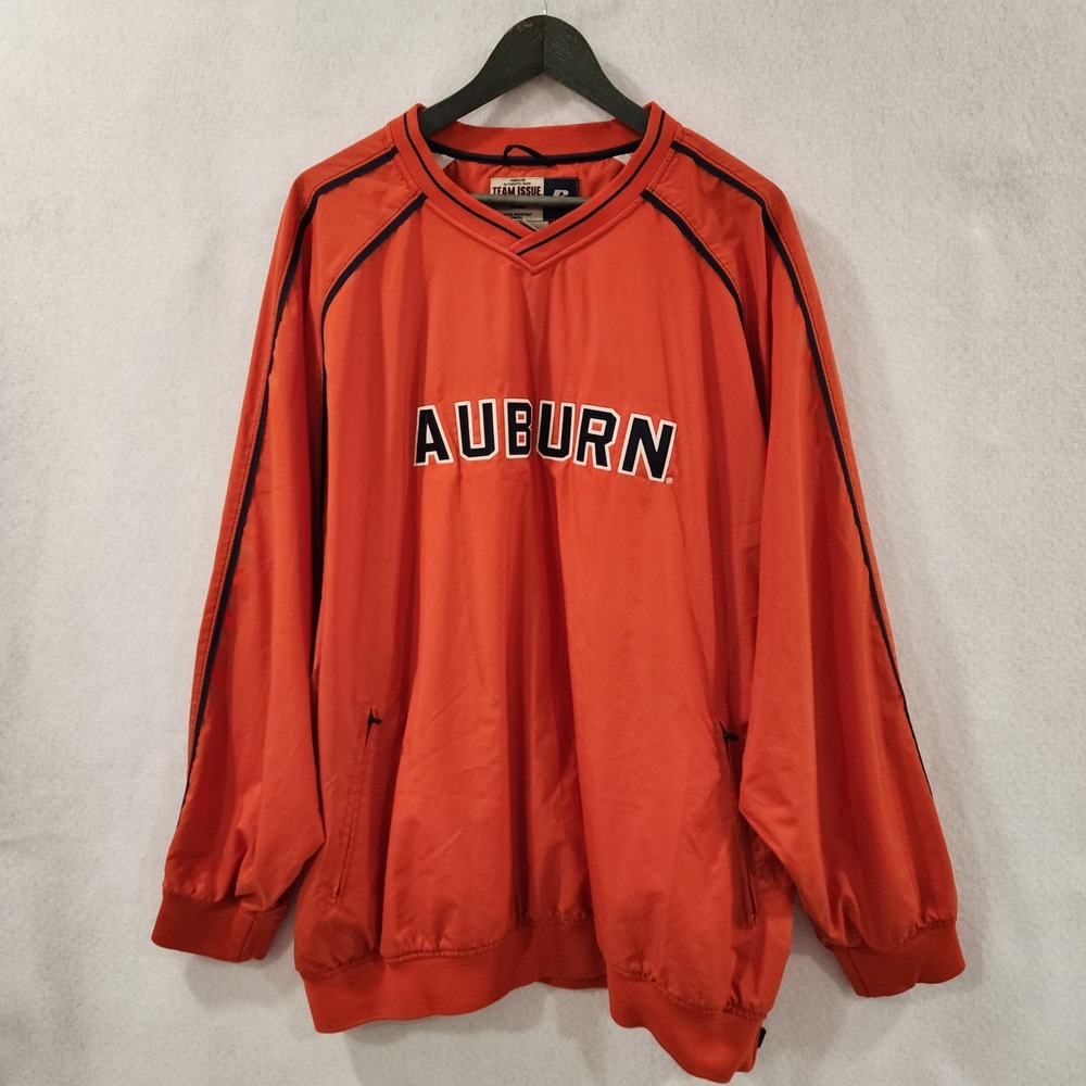 Russell Athletic Auburn‎ Tigers Windbreaker Pullover Orange Mens XXL Team Issue